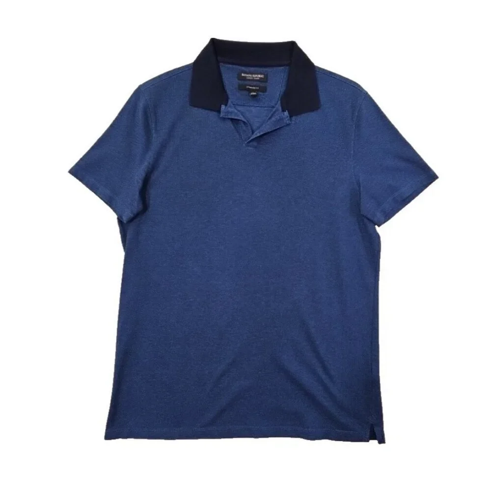 Banana Republic Luxury Touch Polo Tennis Golf Shirt‎ Men's M Medium Blue EUC LN